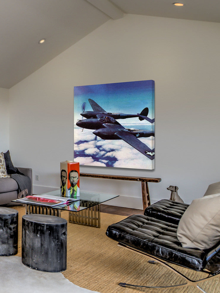 "Black Plane" Painting Print on Wrapped Canvas
