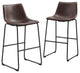 30" Industrial Faux Leather Barstools, Set of 2 - Brown