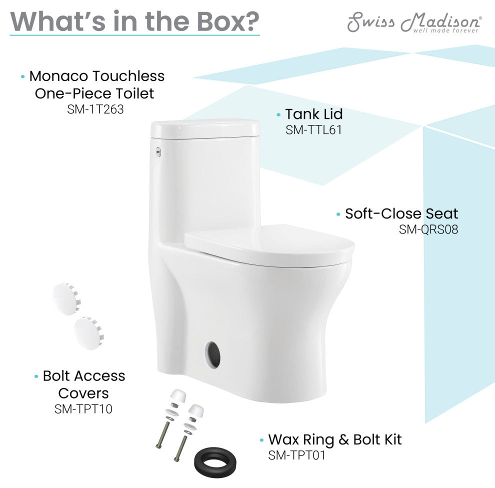 Monaco One Piece Elongated Toilet, Touchless