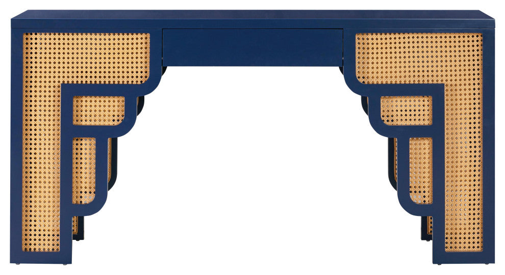 TOV Furniture Suzie Navy & Rattan Desk