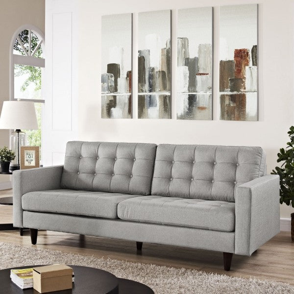 Empress Upholstered Sofa, Light Gray