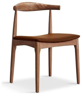 Ash Solid Wood Chairs, Set of 2, Walnut Color/Pu-Brown