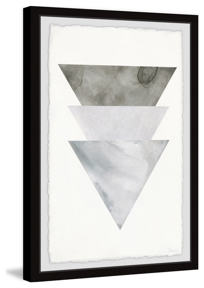 "Grayed Triangles" Framed Painting Print, 8"x12"