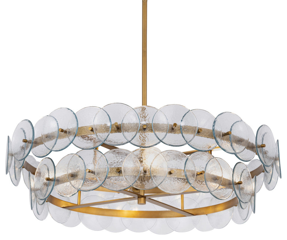 Maxim 21823 Loren 4 Light 32"W Drum Chandelier - Weathered Brass / Clear