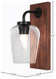 Oxbridge 1-Light Wall Sconce, Matte Black & Painted Wood-look Metal/Clear Bubble