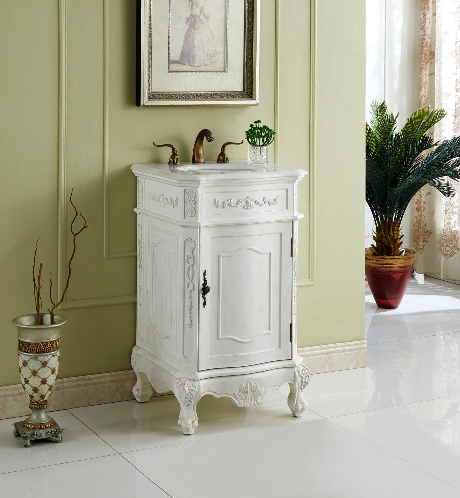 Bathroom Vanity, Antique White, 21", Single Sink