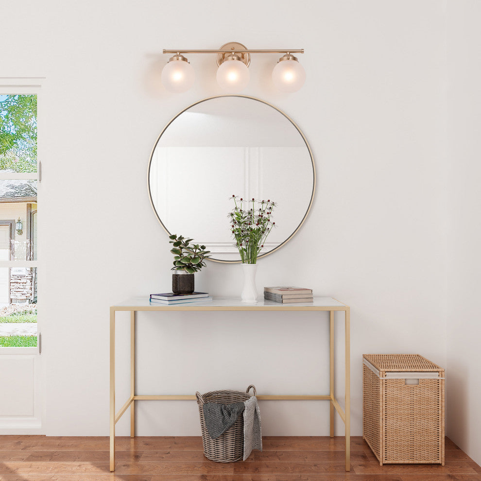 LALUZ 3-Light 20-in Gold with Frosted Glass Modern Bathroom Vanity Light