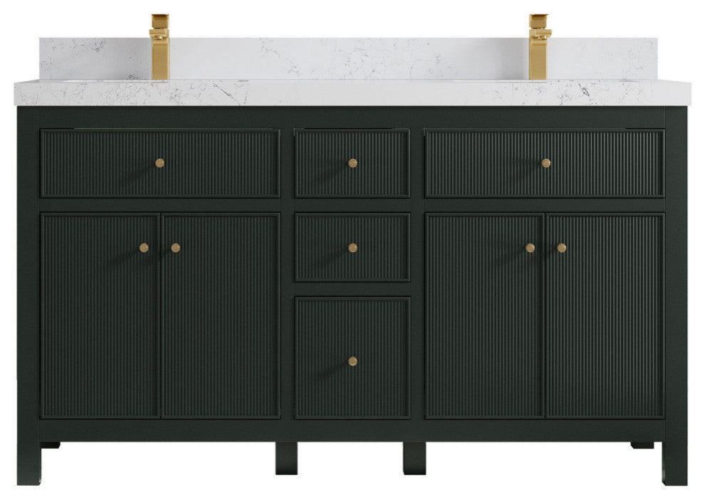 Sonoma 60 Double Bathroom Vanity in Dark Forest Green with 2" Empira Quartz