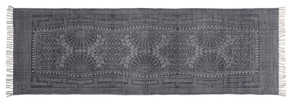 3' X 8' Blue And Ivory Batik Runner Rug