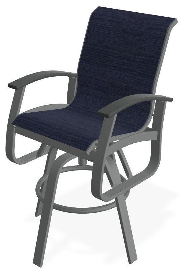 Belle Isle Sling Bar Height Outdoor Swivel Armchair, Collect Indigo/Graphite