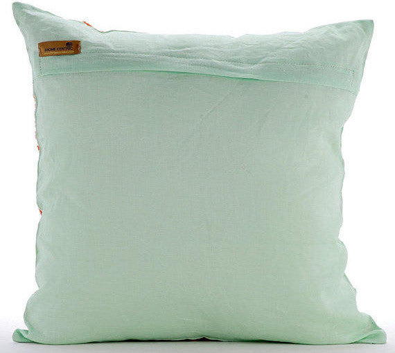Green Decorative Euro shams 26"x26" Cotton, Green Pintuck Blocks