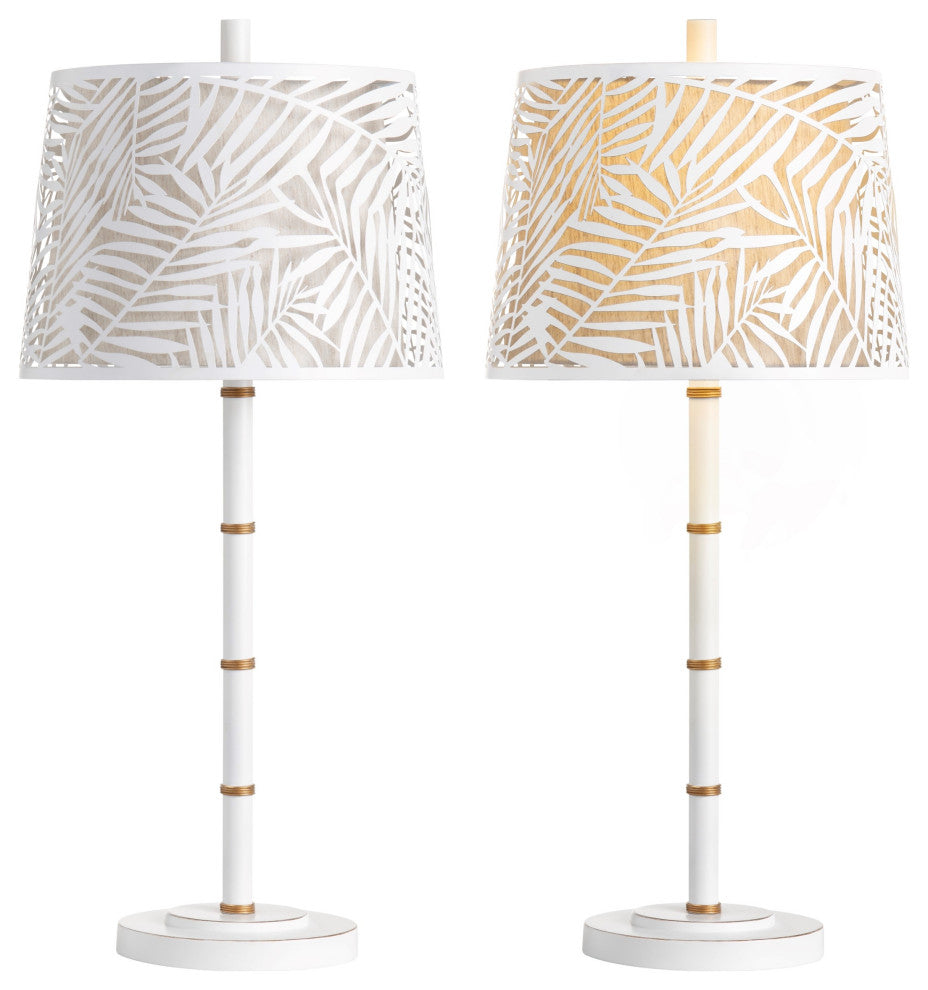 Palm Harbor 31" Table Lamp With Metal Tapered Drum Shade, White