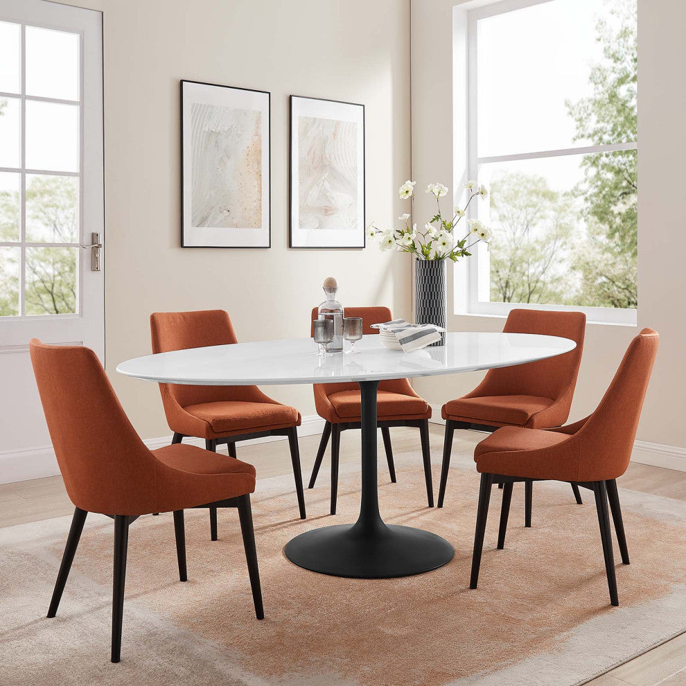 Black White Lippa 78" Oval Wood Dining Table