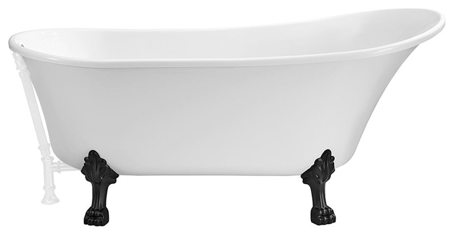 55" Streamline N343BL-WH Clawfoot Tub and Tray With External Drain