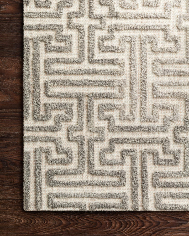 100% Wool, Stone / Sand Ehren EHR-03 Area Rug by Loloi, Stone/Sand, 11'6"x15'