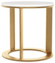 Sofa Side Table, Round, Artificial Marble, Aluminum Metal, White, Gold, Lounge