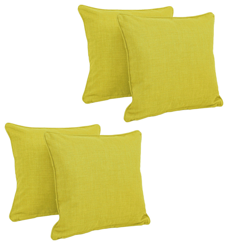 18" Double-Corded Solid Outdoor Square Throw Pillows, Set of 4, Lime