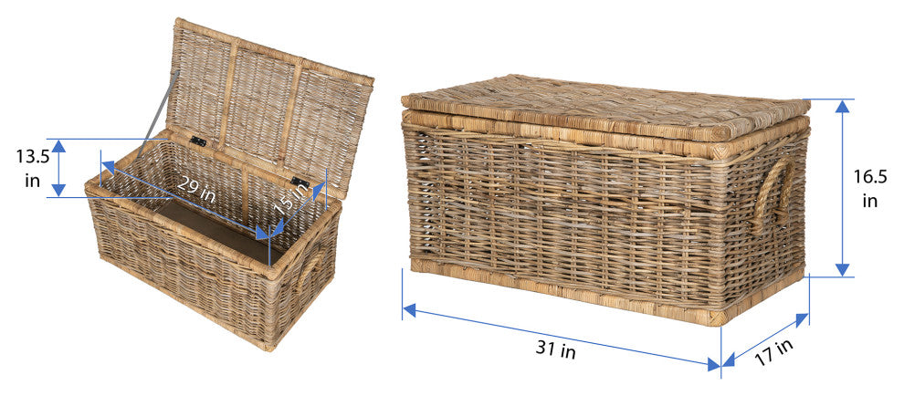 Rattan Kobo Decorative Storage Trunk With Lid, Small