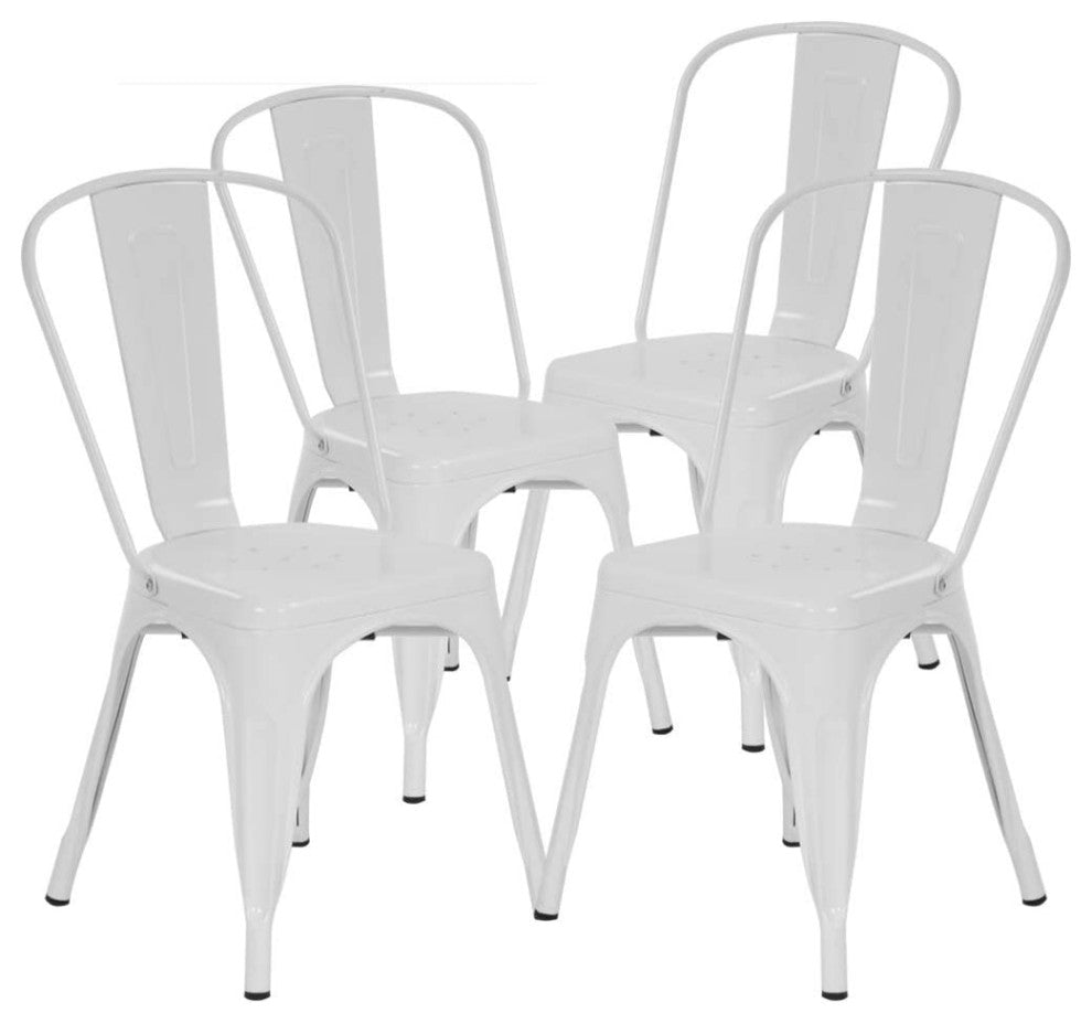 Outdoor Indoor Dining Chairs Side Stackable Restaurant Cafe, Cream