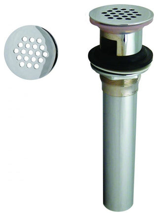 Grid Strainer Lavatory Drain With Overflow Holes - Exposed In Polished Chrome