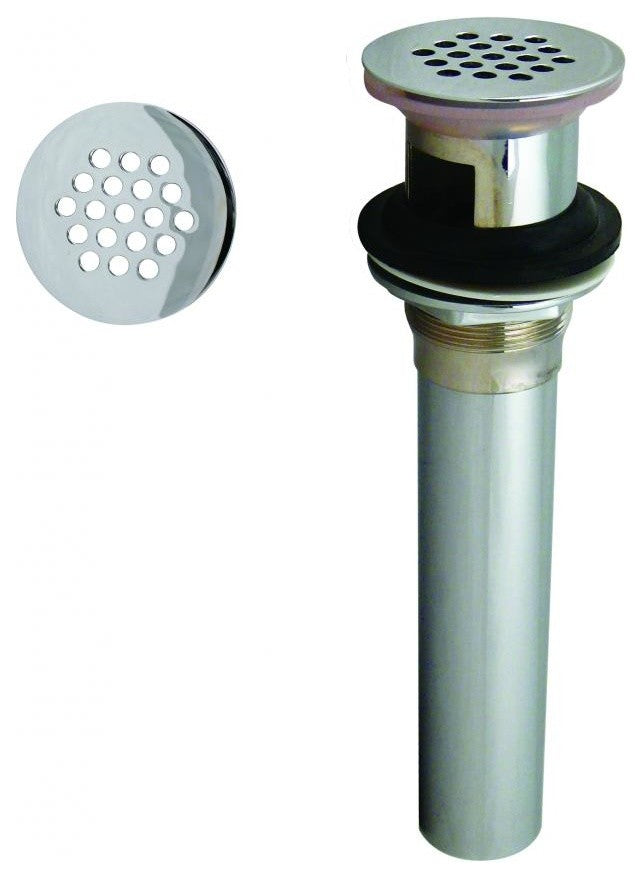 Grid Strainer Lavatory Drain With Overflow Holes - Exposed In Polished Chrome