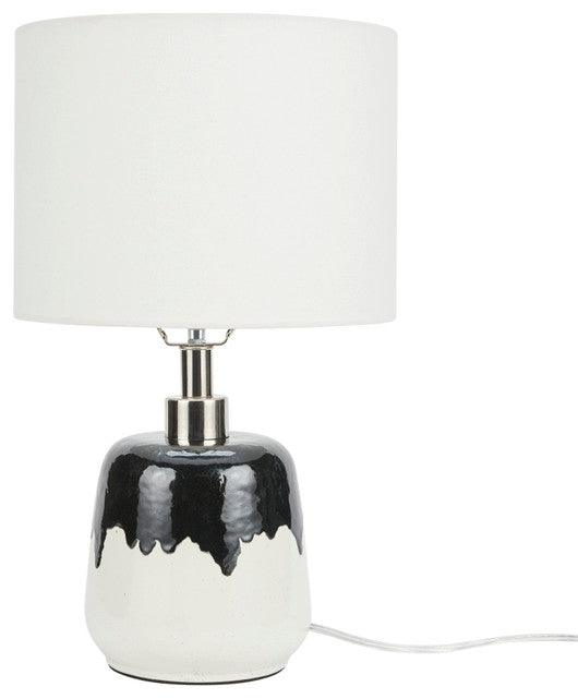 Nourison IET03 Table Lamp, Black/White, 12" x 12" x 18"