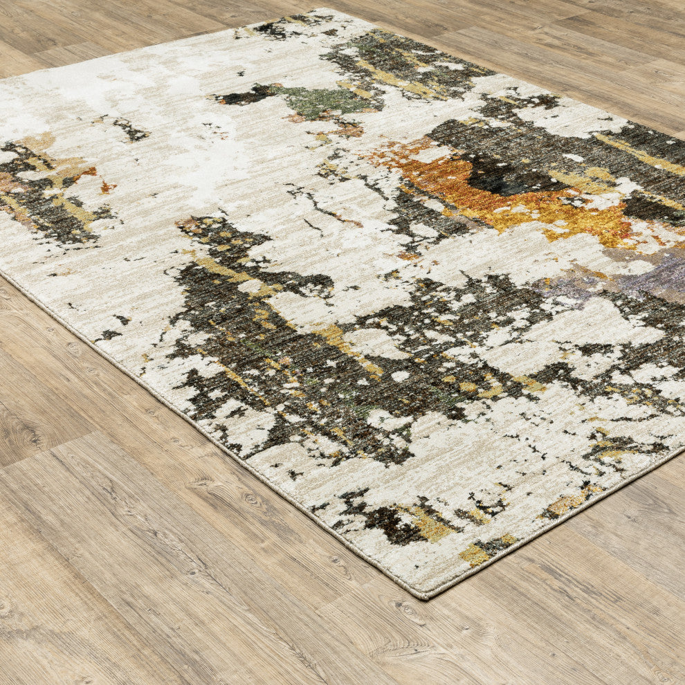 Elements Marble Beige/Charcoal Area Rug, 6'7"x9'6"