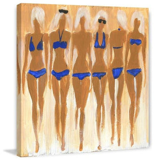 "Tiny Blue Bikinis" Painting Print on Wrapped Canvas, 18"x18"