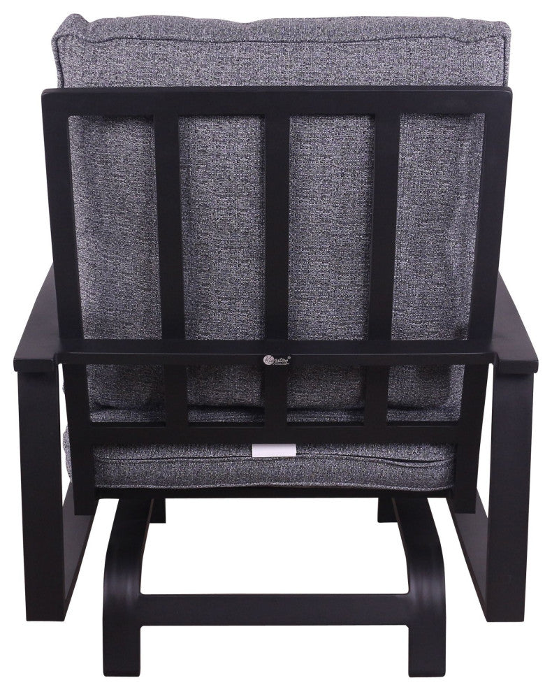 Courtyard Casual Santorini Black Aluminum 2 High Motion Chairs With Back Cushion