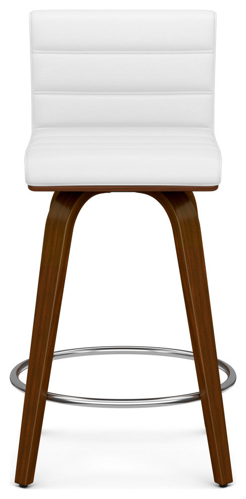 Roland Swivel Counter Height Stool, White Vegan Faux Leather