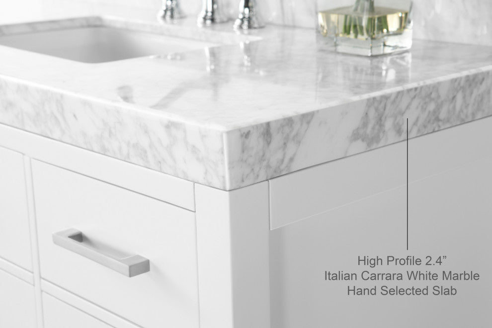 Arcadia Bath Vanity, White, 60", Brushed Nickel Hardware, Double, Freestanding