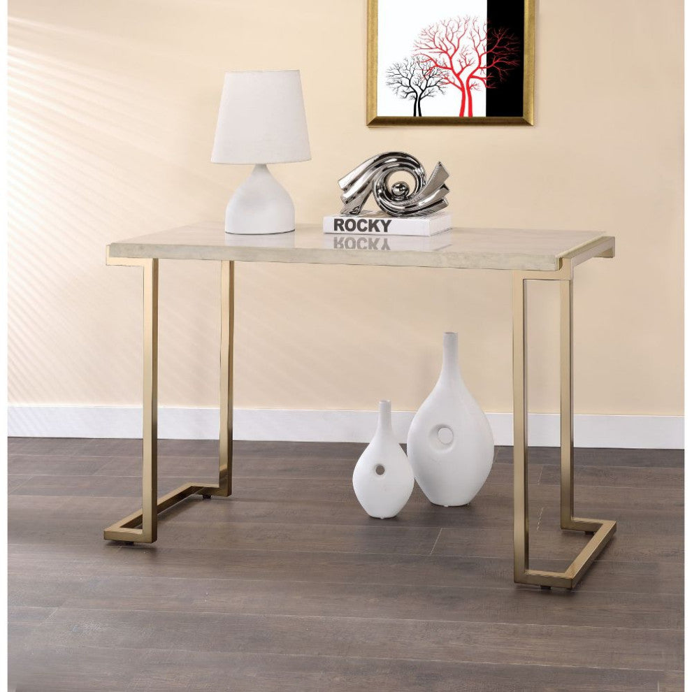 Acme Boice II Sofa Table Faux Marble and Champagne