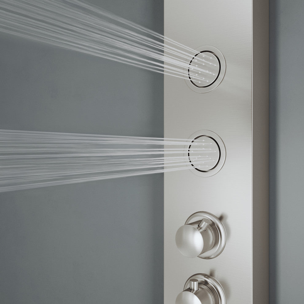 Ellington 59" H x 6" W 4-Jet Shower Panel with Round Shower Head, Stainless Steel