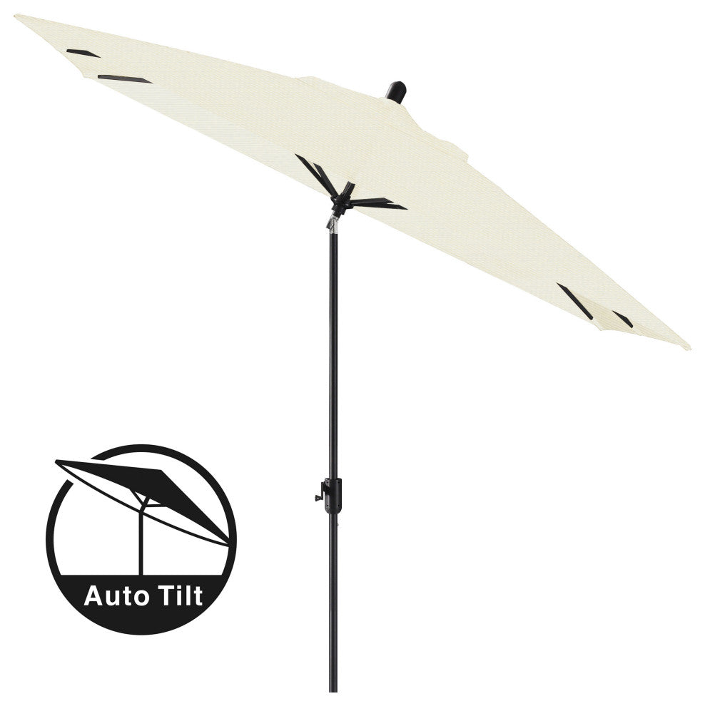 10'x6.5' Rectangular Auto Tilt Market Umbrella, Grey Frame, Sunbrella, Natural