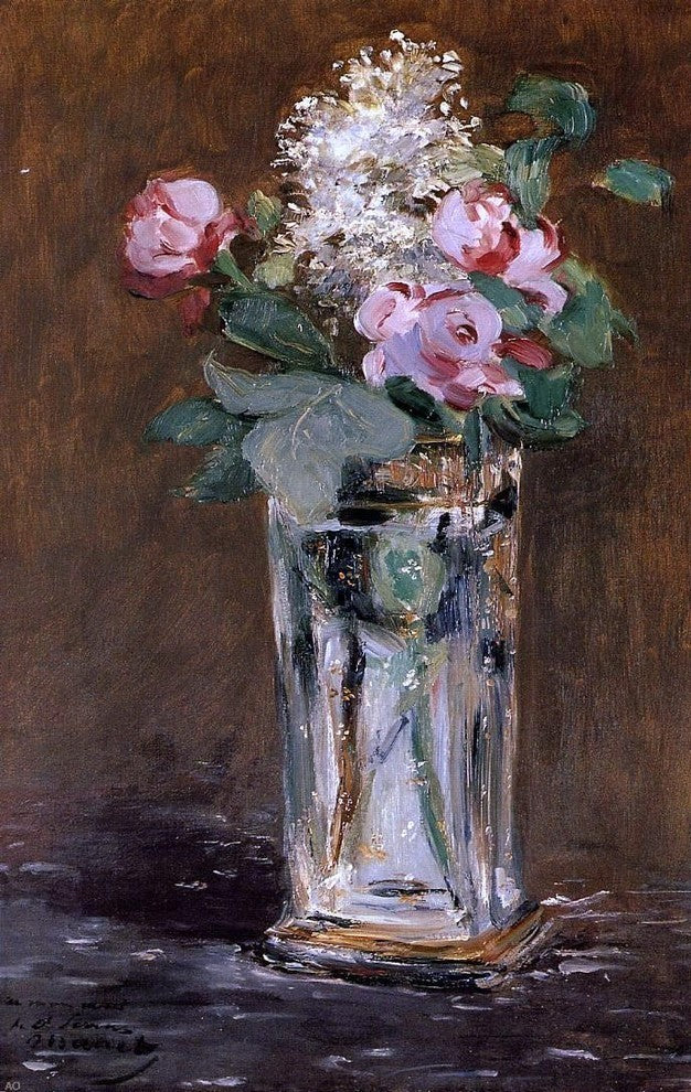 Edouard Manet Flowers in a Crystal Vase Premium Canvas Print