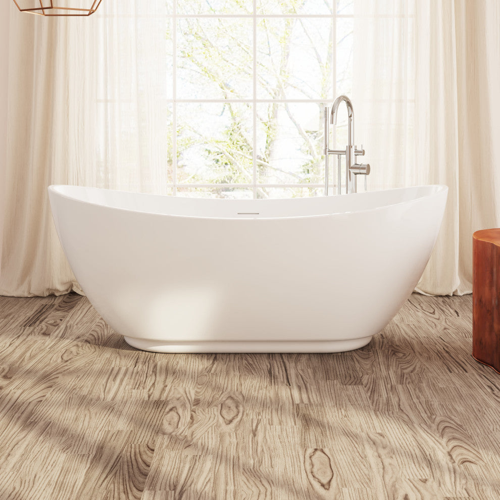 Perlato Roma Freestanding Soaking Tub, White, 67"
