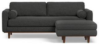 Morrison 89" Sofa and Ottoman Set, Woven-Blend Fabric, Charcoal Gray