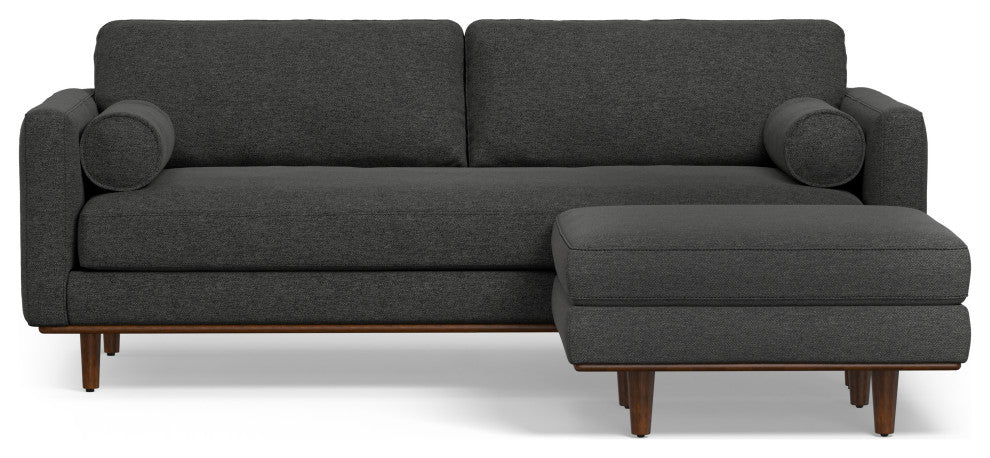 Morrison 89" Sofa and Ottoman Set, Woven-Blend Fabric, Charcoal Gray