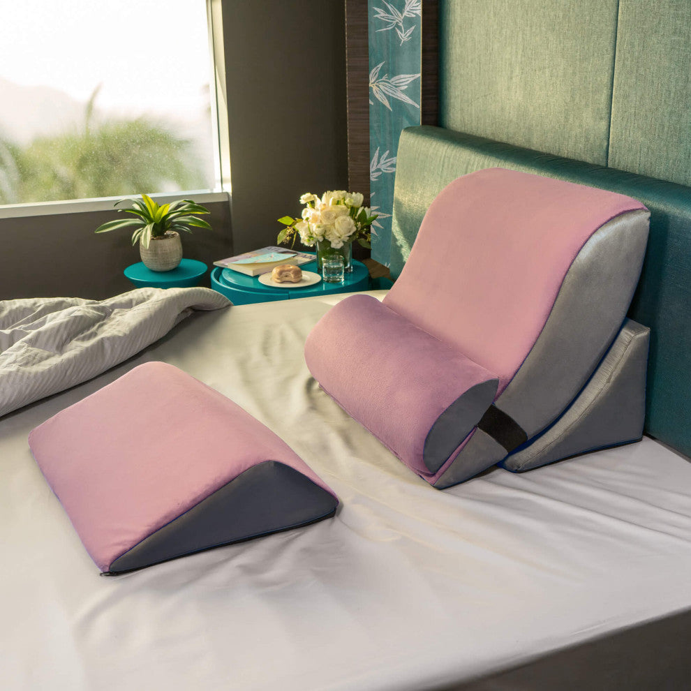 Kind Bed Orthopedic Support Wedge Pillow Comfort System, Rose/Gray