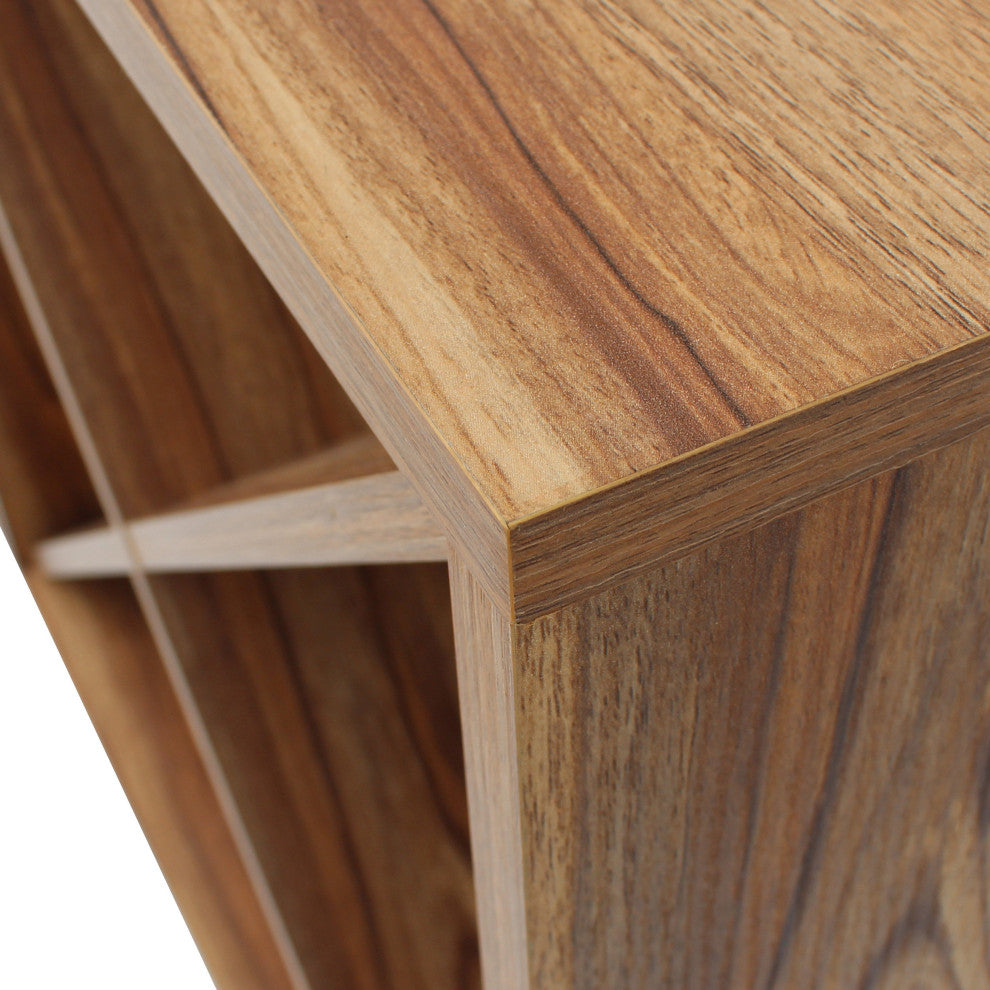 GDF Studio Britney Modern Sonoma Oak Finished Faux Wood Bar Cabinet, Light Walnu