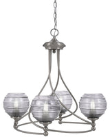 Capri 4-Light Chandelier, Brushed Nickel/Smoke Ribbed