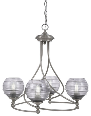 Capri 4-Light Chandelier, Brushed Nickel/Smoke Ribbed