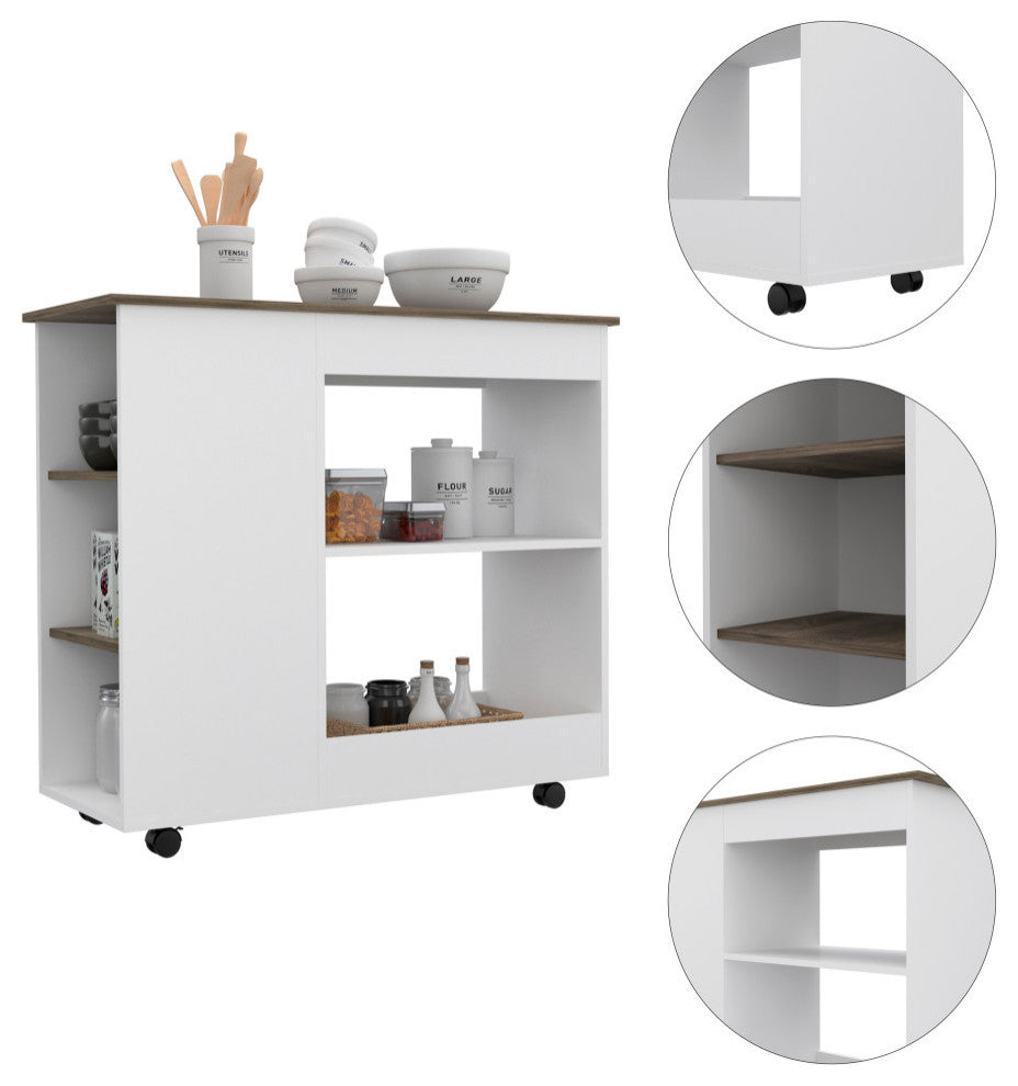 Arizona Kitchen Cart /White-Dark Brown