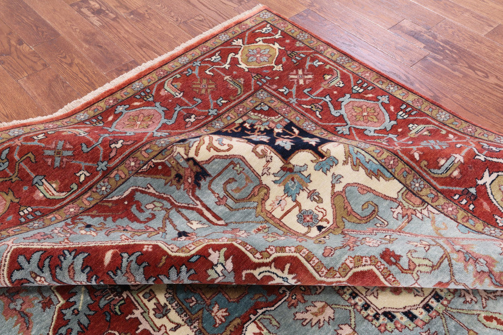 8' 10" X 12' 0" Persian Fine Serapi Hand Knotted Wool Rug - Q14701