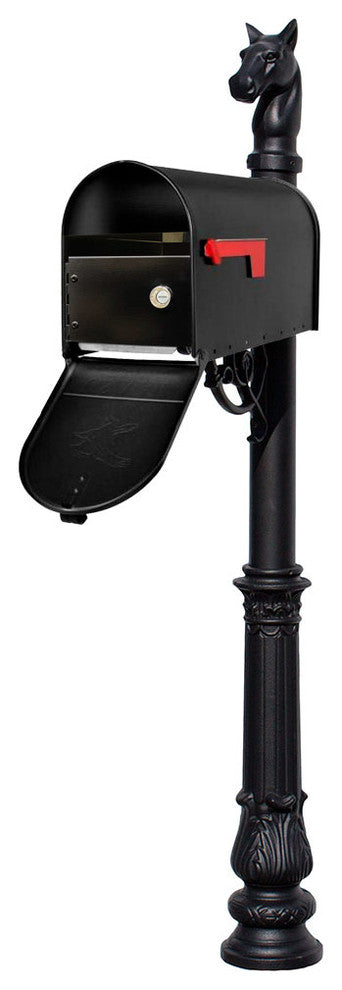 Post System-E1 Economy Mailbox, E1 Locking Insert, Mounting Plate, Black