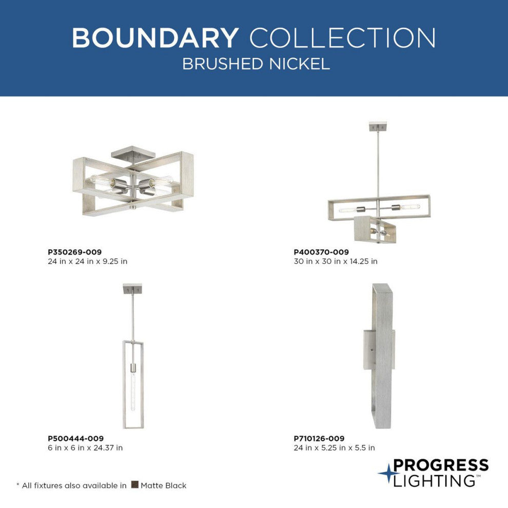 Boundary Collection 1-Light Modern Pendant, Brushed Nickel