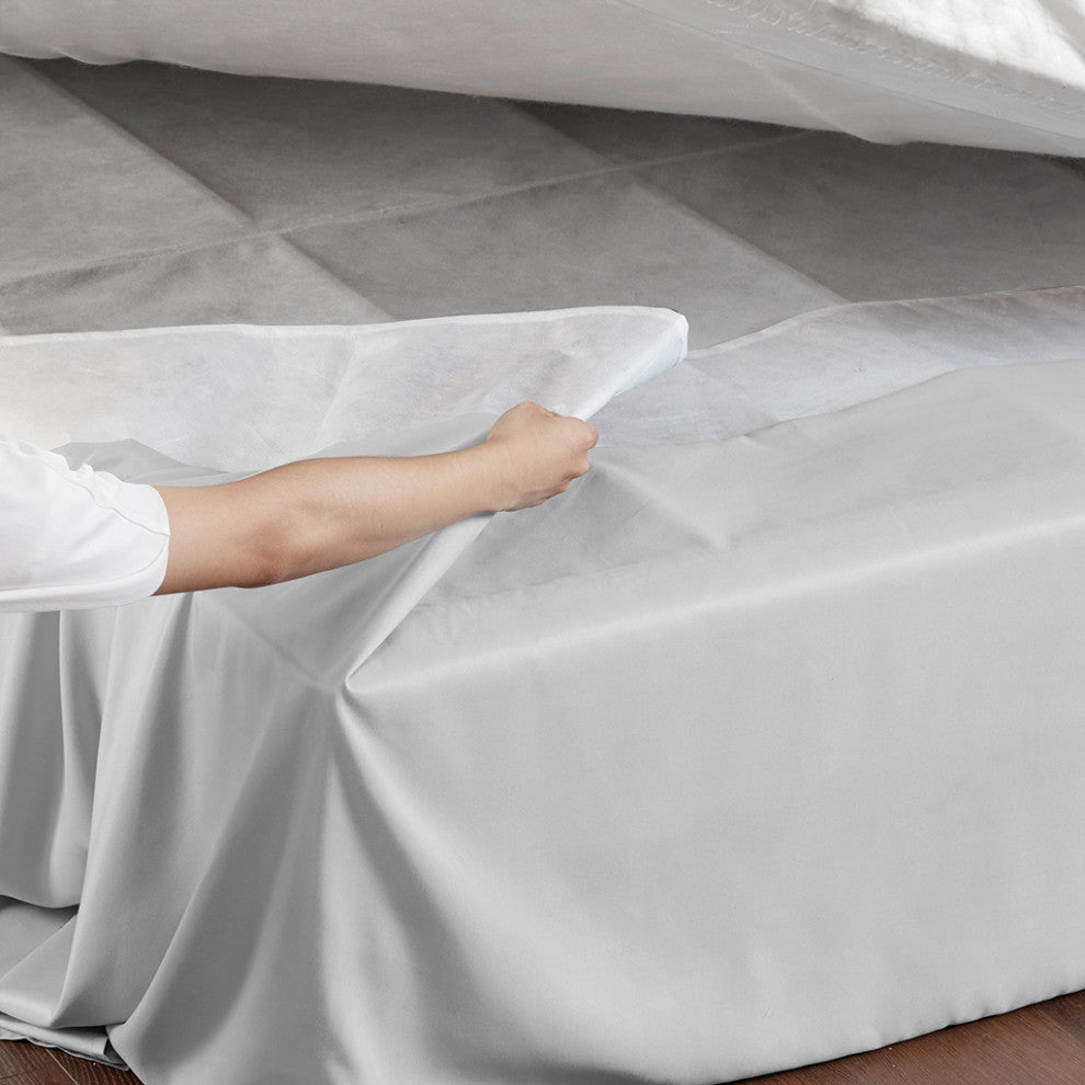 Madison Park Simple Fit Wrap Around Adjustable Bedskirt, Grey