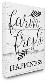 "Farm Fresh Happiness Script" 30x40, XXL Stretched Canvas Wall Art