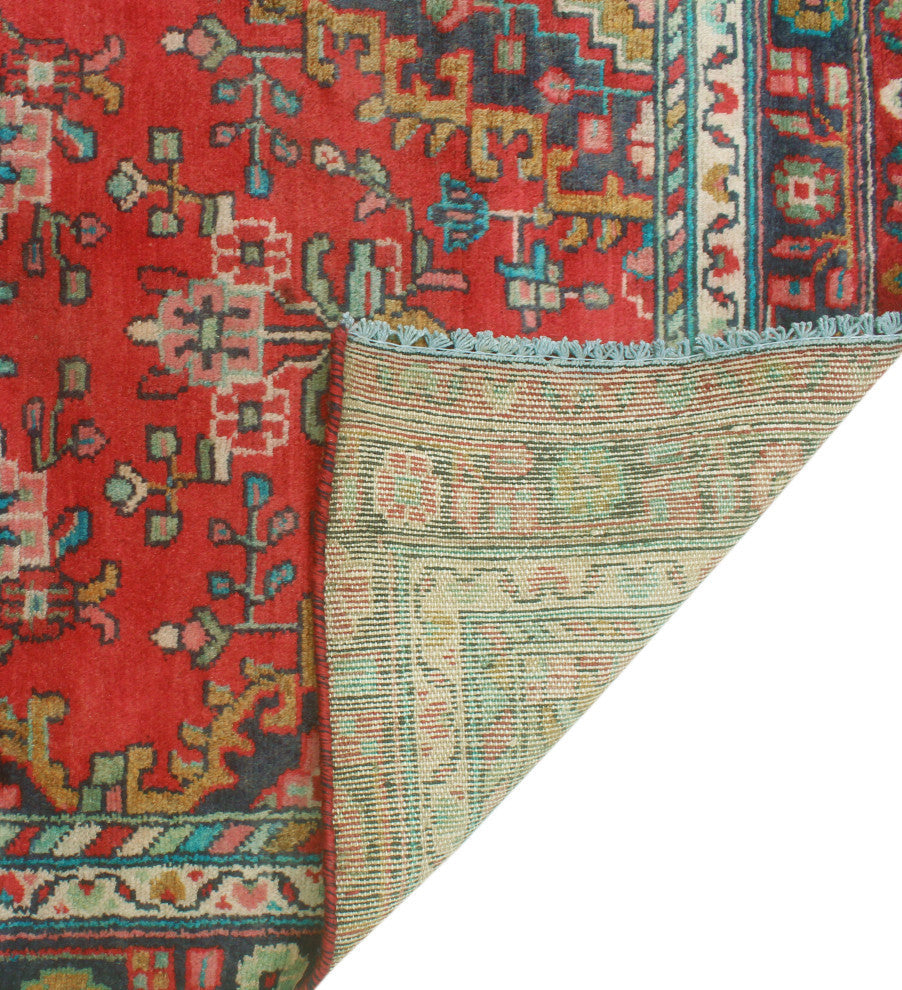 Fine Vintage Distressed Yaqut Red/Navy Runner, 2'11x9'2