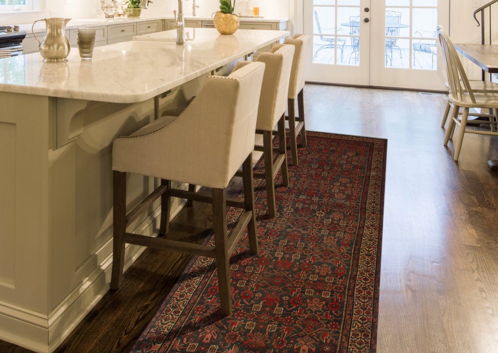 Semi Antique Mayerlin Blue/Beige Runner, 3'5x9'11